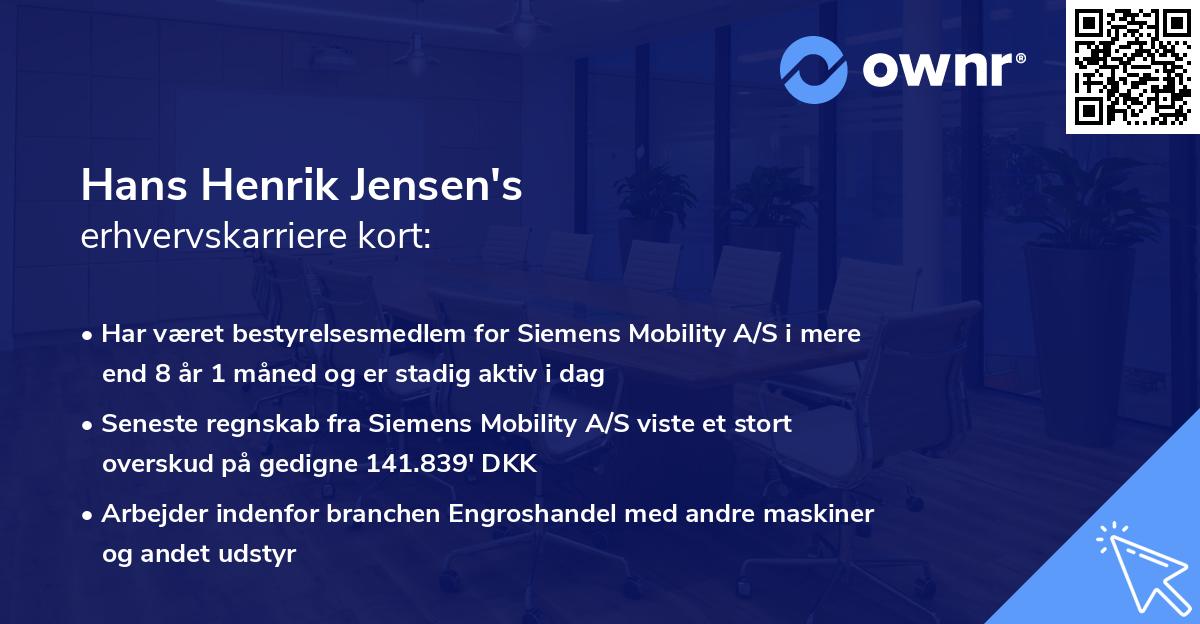 Hans Henrik Jensen's erhvervskarriere kort