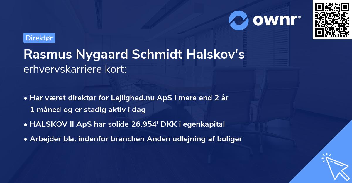 Rasmus Nygaard Schmidt Halskov's erhvervskarriere kort