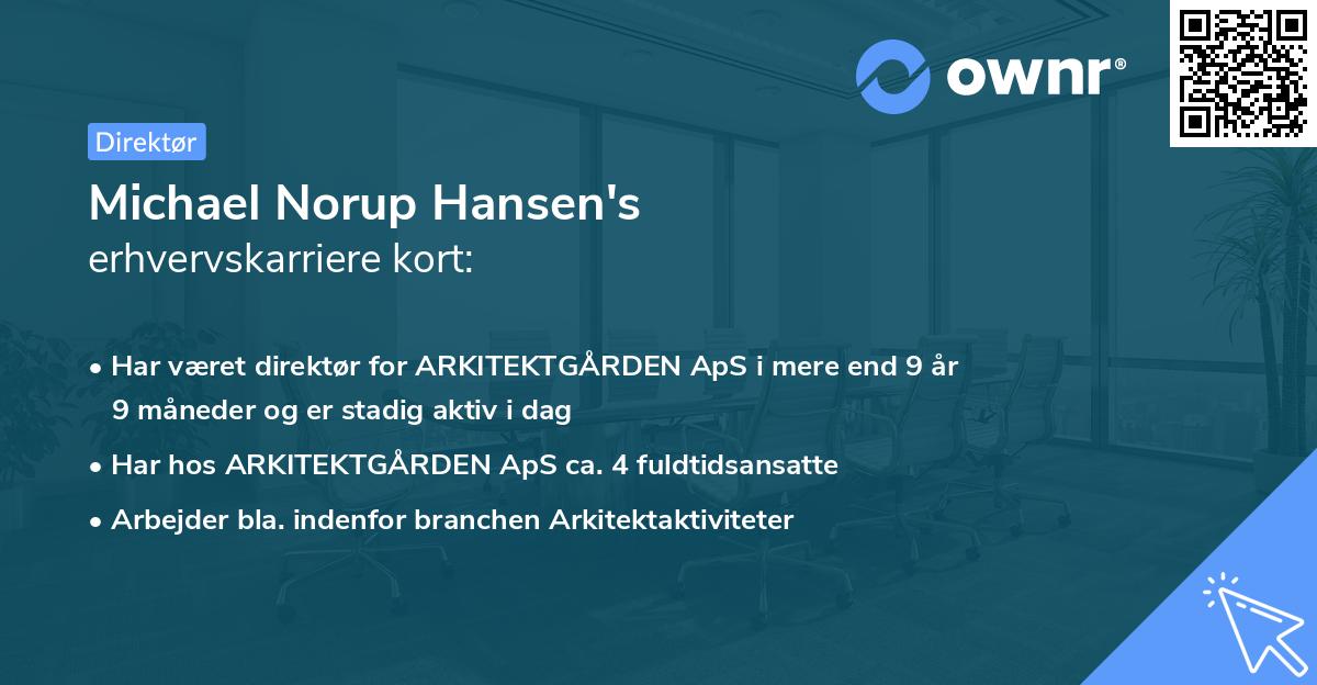Michael Norup Hansen's erhvervskarriere kort