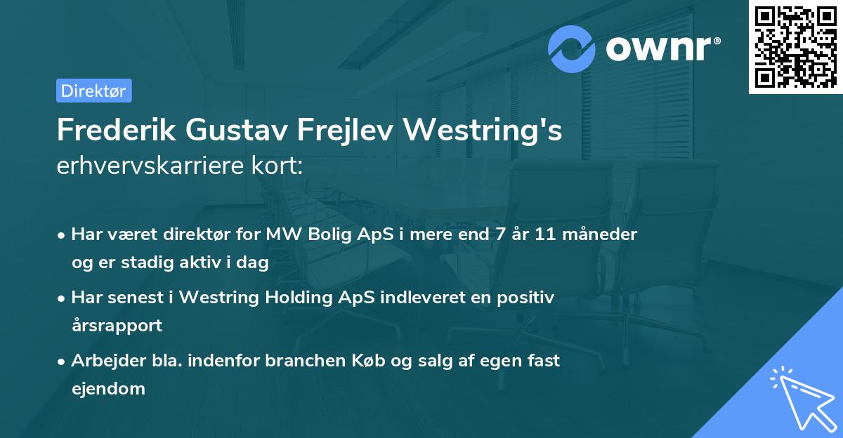 Frederik Gustav Frejlev Westring's erhvervskarriere kort