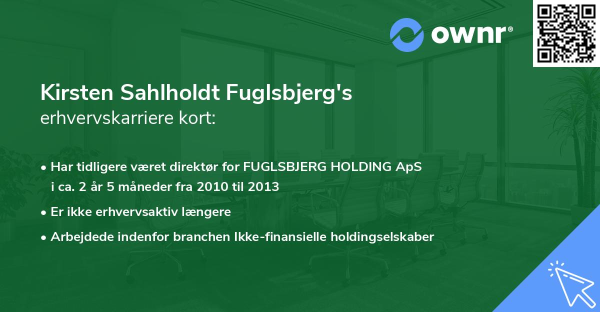 Kirsten Sahlholdt Fuglsbjerg's erhvervskarriere kort