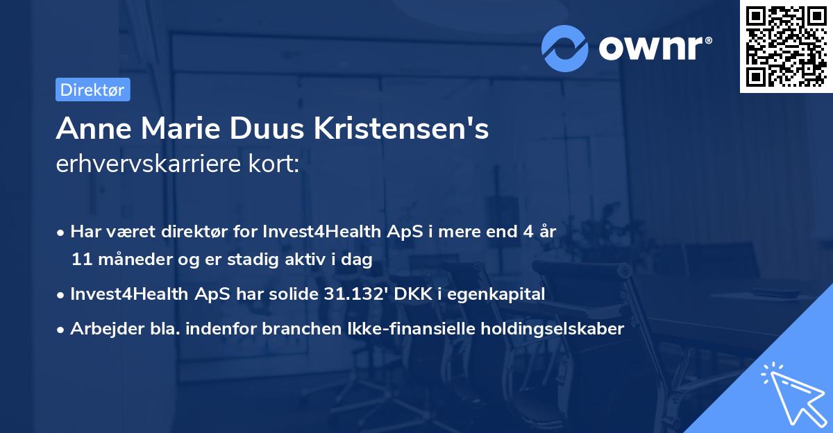 Anne Marie Duus Kristensen's erhvervskarriere kort