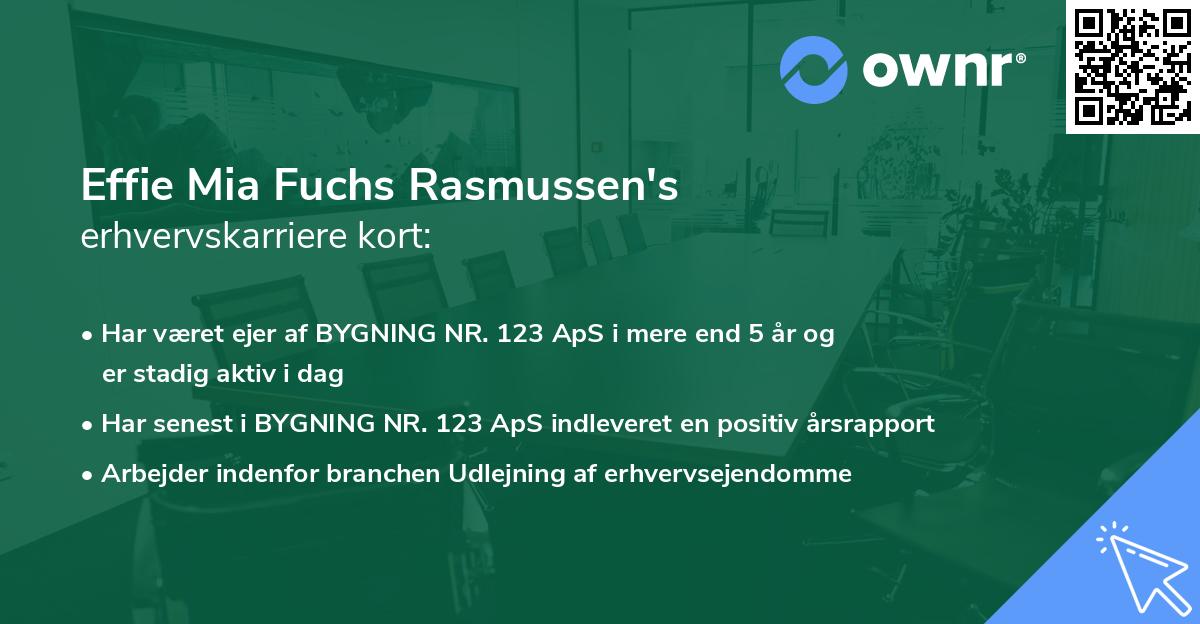 Effie Mia Fuchs Rasmussen's erhvervskarriere kort