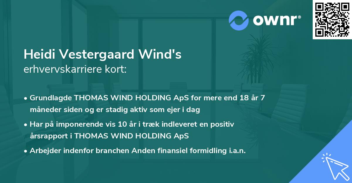 Heidi Vestergaard Wind's erhvervskarriere kort