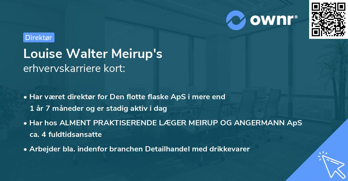 Louise Walter Meirup's erhvervskarriere kort