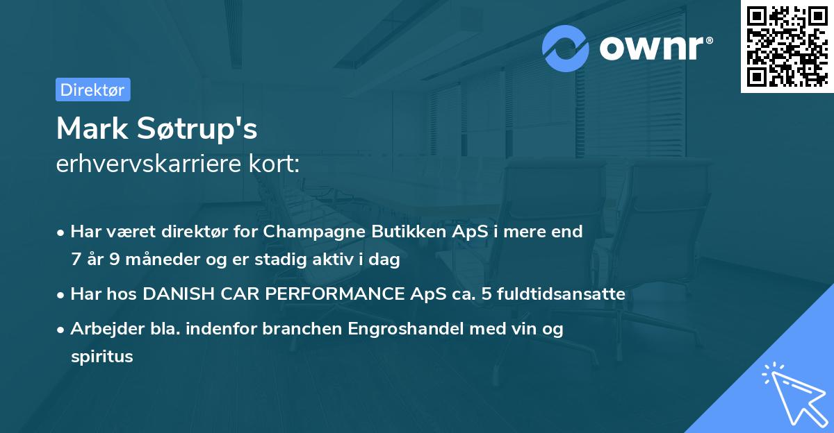 Mark Søtrup's erhvervskarriere kort