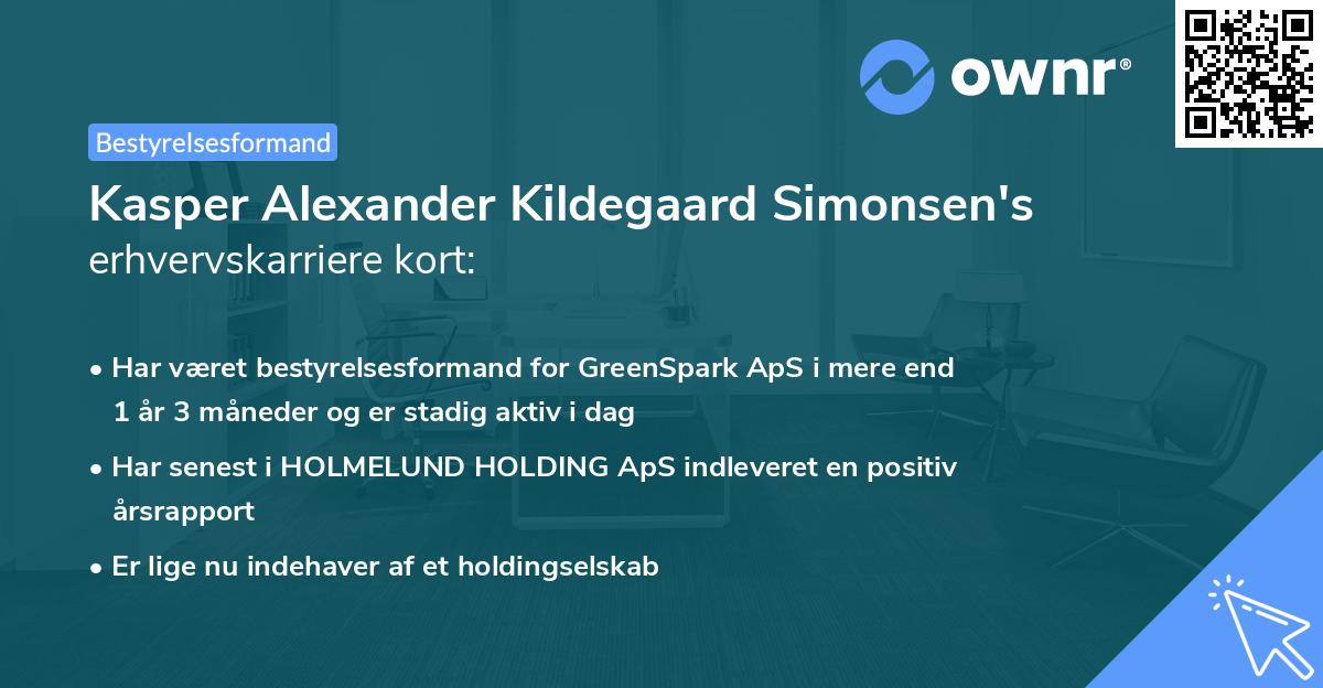 Kasper Alexander Kildegaard Simonsen's erhvervskarriere kort