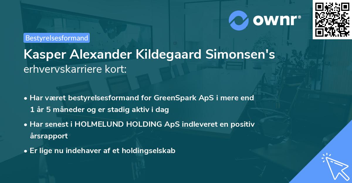 Kasper Alexander Kildegaard Simonsen's erhvervskarriere kort