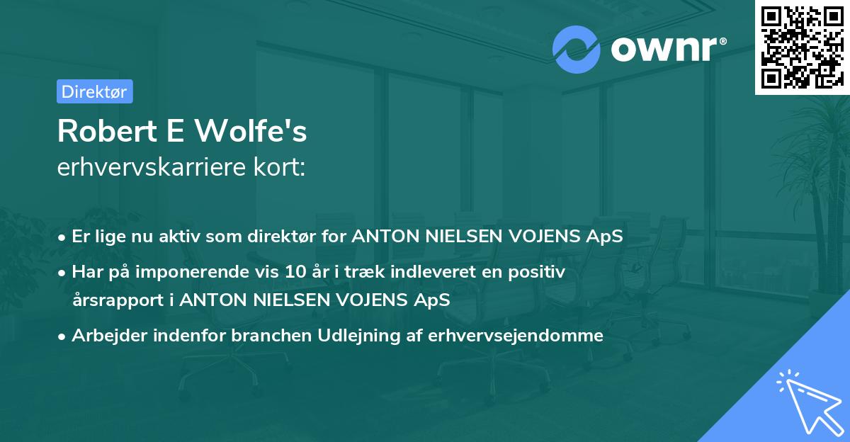 Robert E Wolfe's erhvervskarriere kort