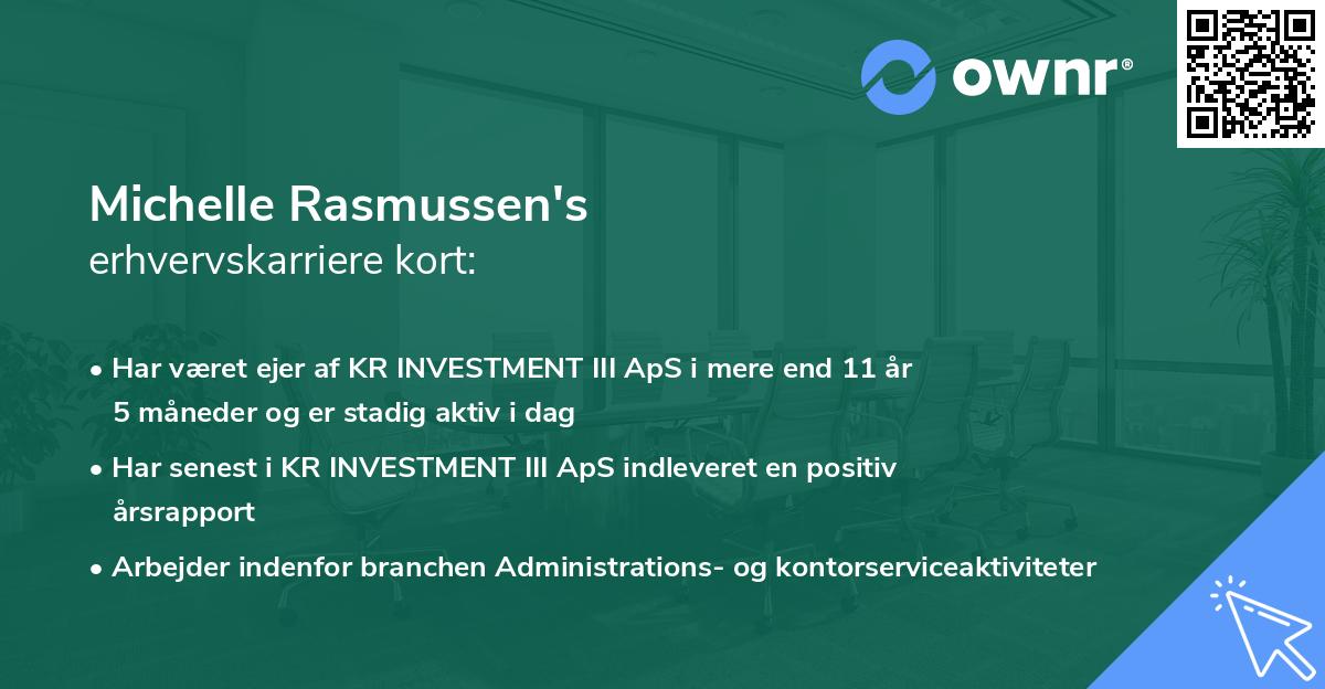 Michelle Rasmussen's erhvervskarriere kort