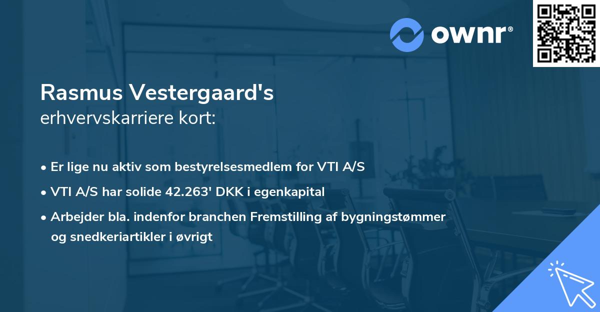 Rasmus Vestergaard's erhvervskarriere kort