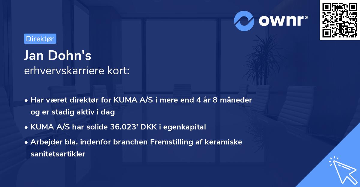 Jan Dohn's erhvervskarriere kort