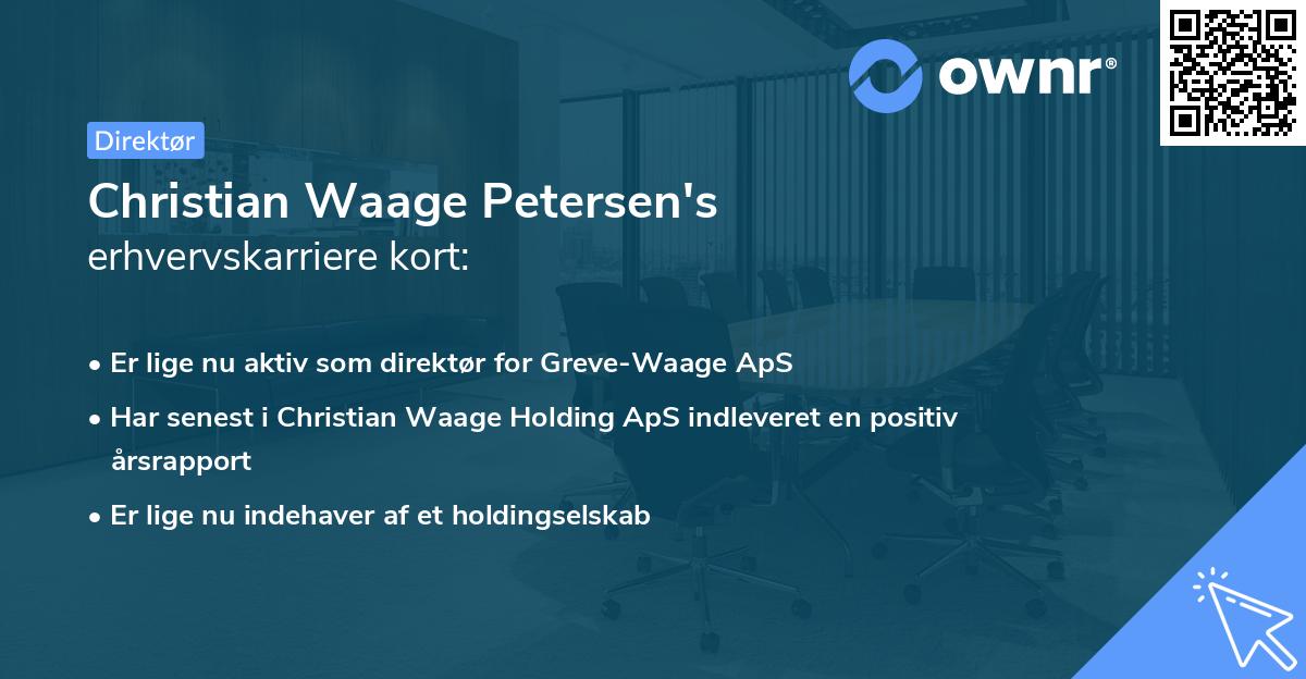 Christian Waage Petersen's erhvervskarriere kort