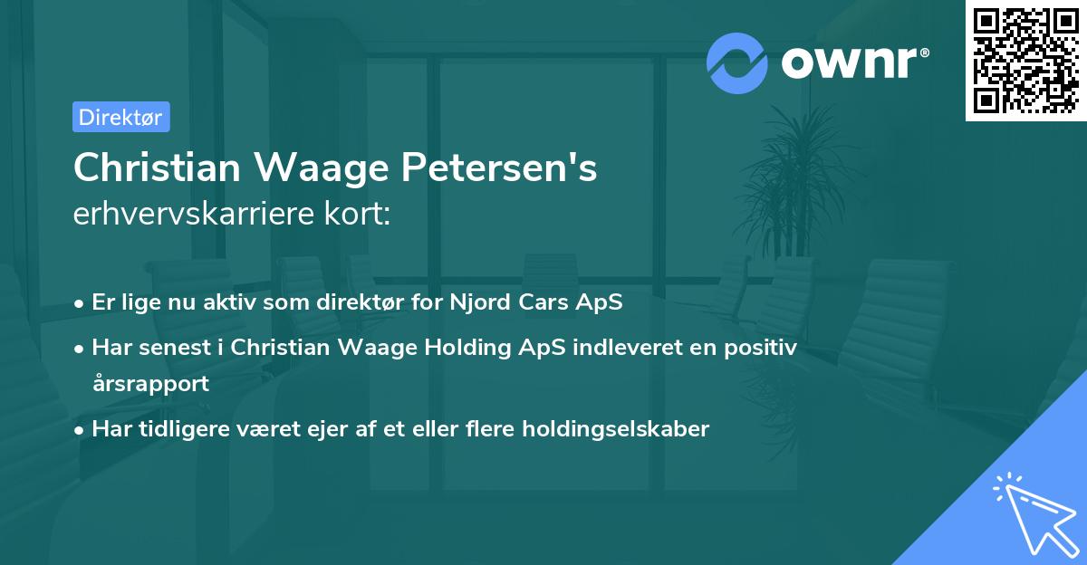 Christian Waage Petersen's erhvervskarriere kort