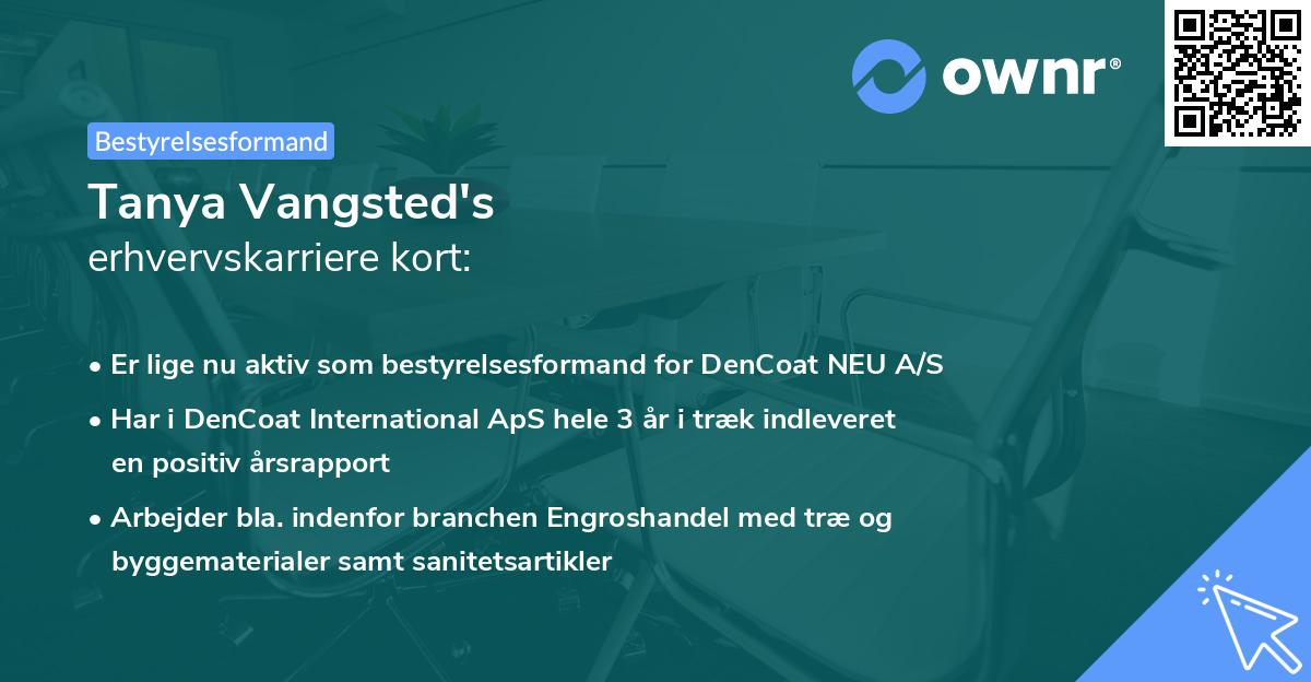 Tanya Vangsted's erhvervskarriere kort