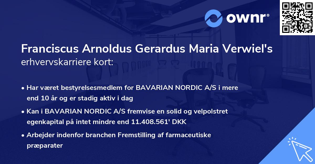Franciscus Arnoldus Gerardus Maria Verwiel's erhvervskarriere kort