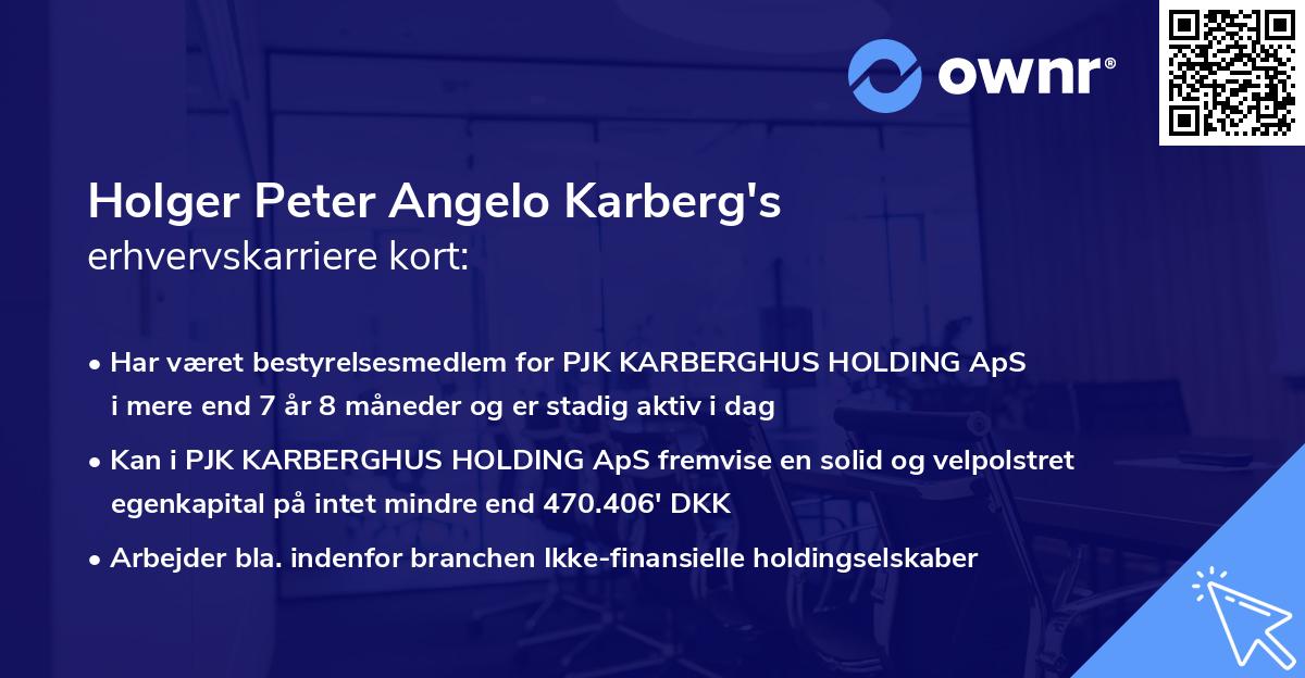 Holger Peter Angelo Karberg's erhvervskarriere kort