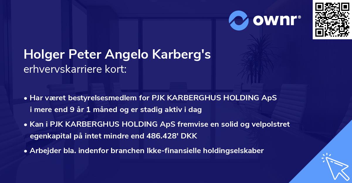 Holger Peter Angelo Karberg's erhvervskarriere kort