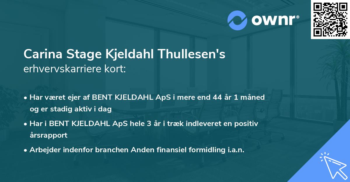Carina Stage Kjeldahl Thullesen's erhvervskarriere kort
