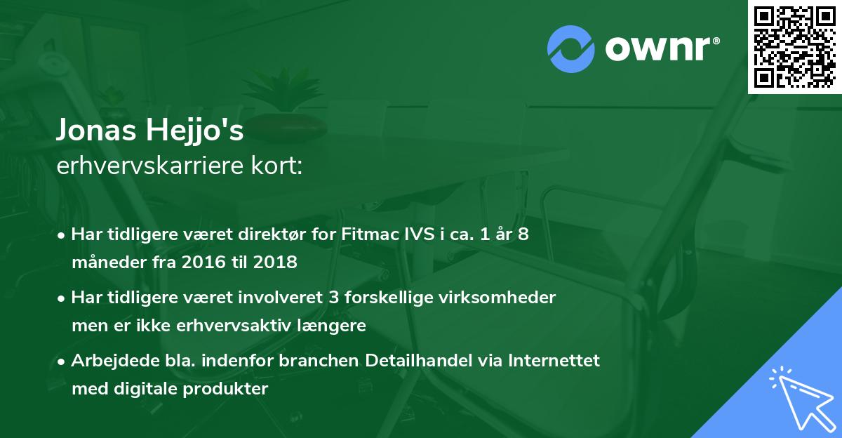 Jonas Hejjo's erhvervskarriere kort