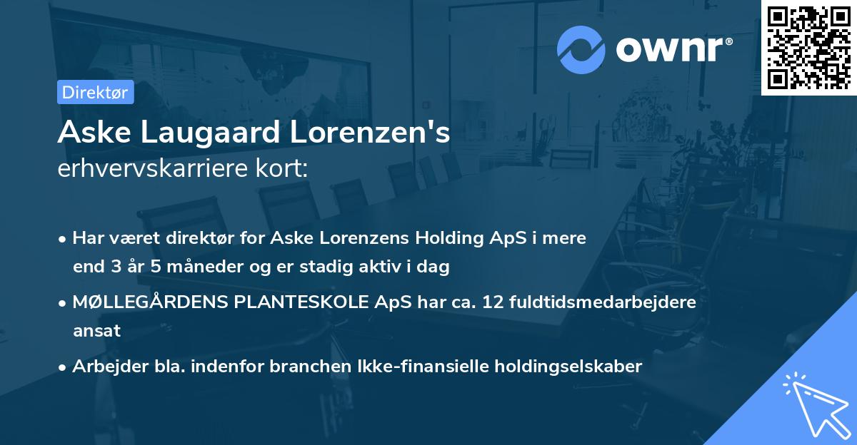 Aske Laugaard Lorenzen's erhvervskarriere kort
