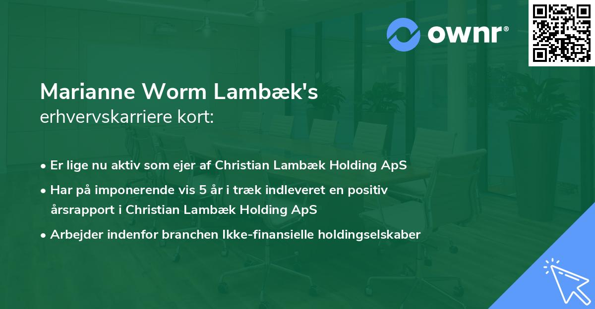 Marianne Worm Lambæk's erhvervskarriere kort