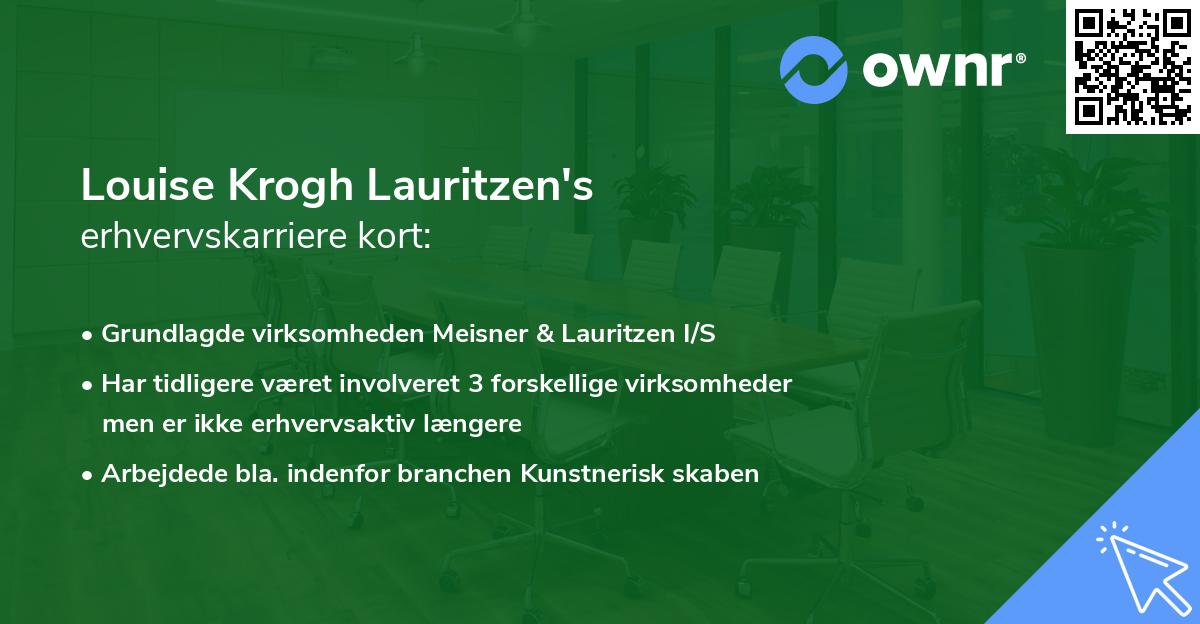 Louise Krogh Lauritzen's erhvervskarriere kort