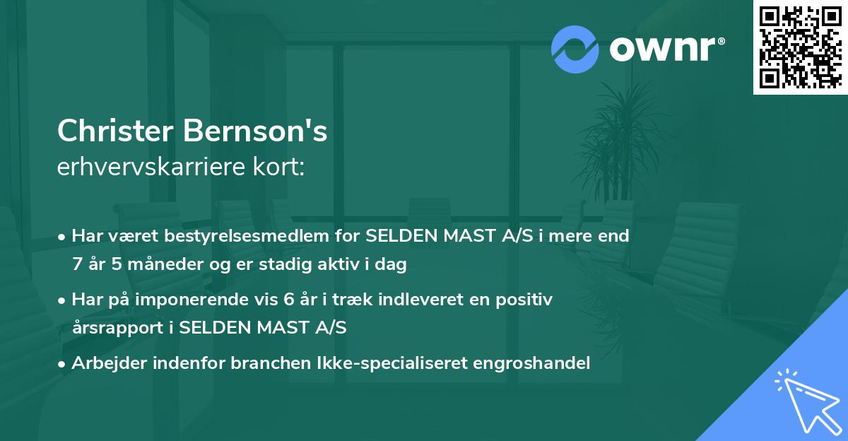 Christer Bernson's erhvervskarriere kort