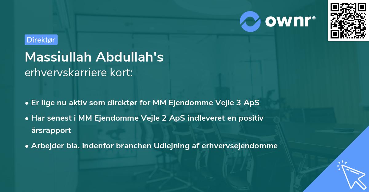 Massiullah Abdullah's erhvervskarriere kort