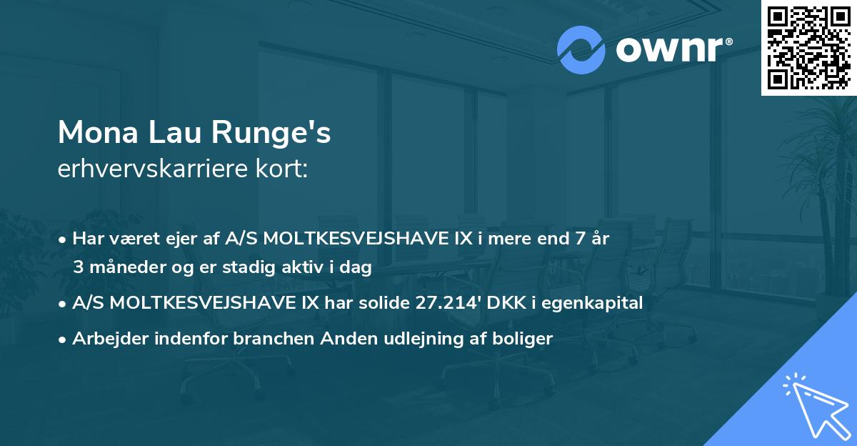 Mona Lau Runge's erhvervskarriere kort