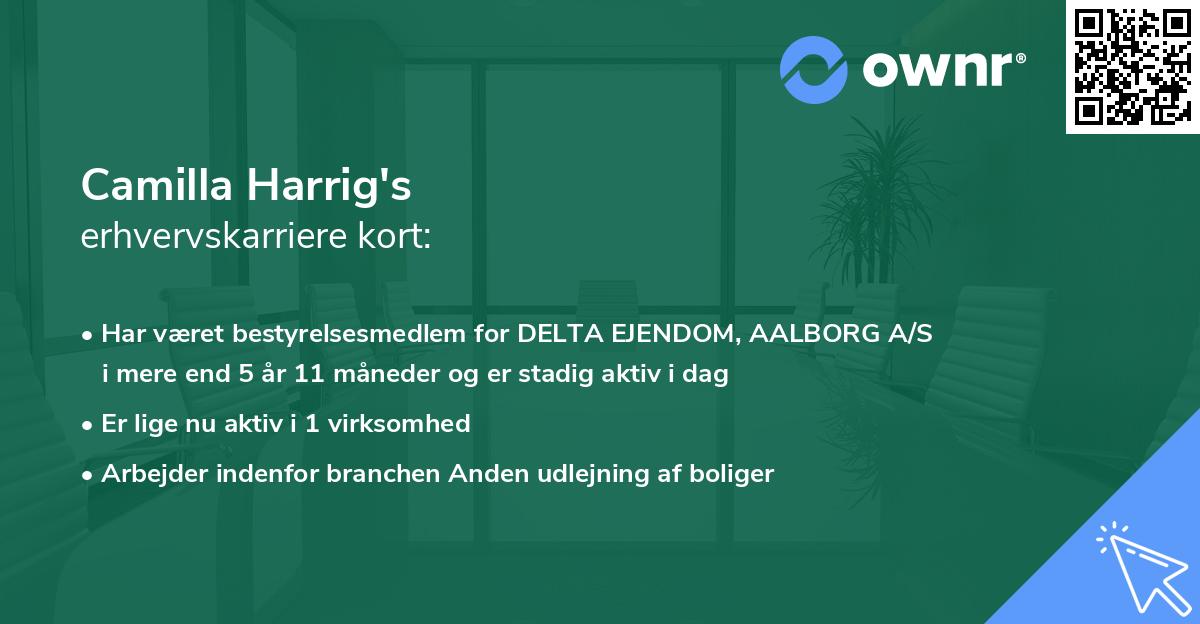 Camilla Harrig's erhvervskarriere kort