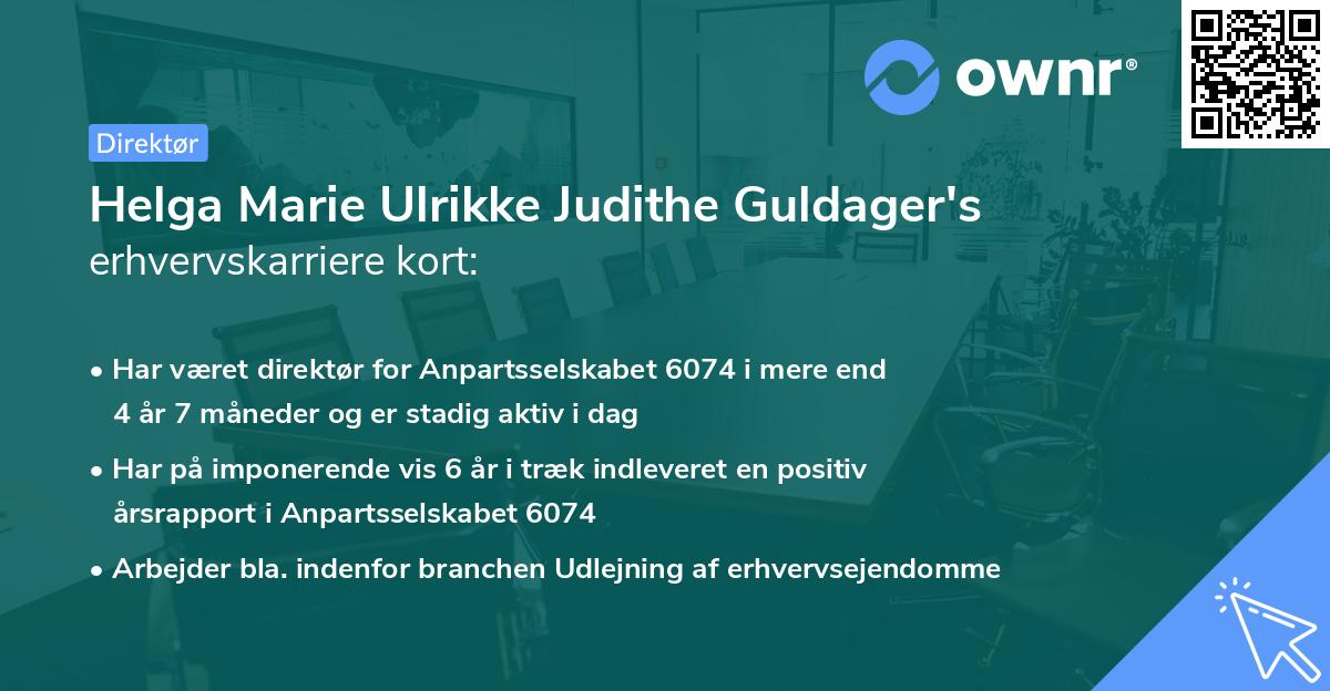 Helga Marie Ulrikke Judithe Guldager's erhvervskarriere kort