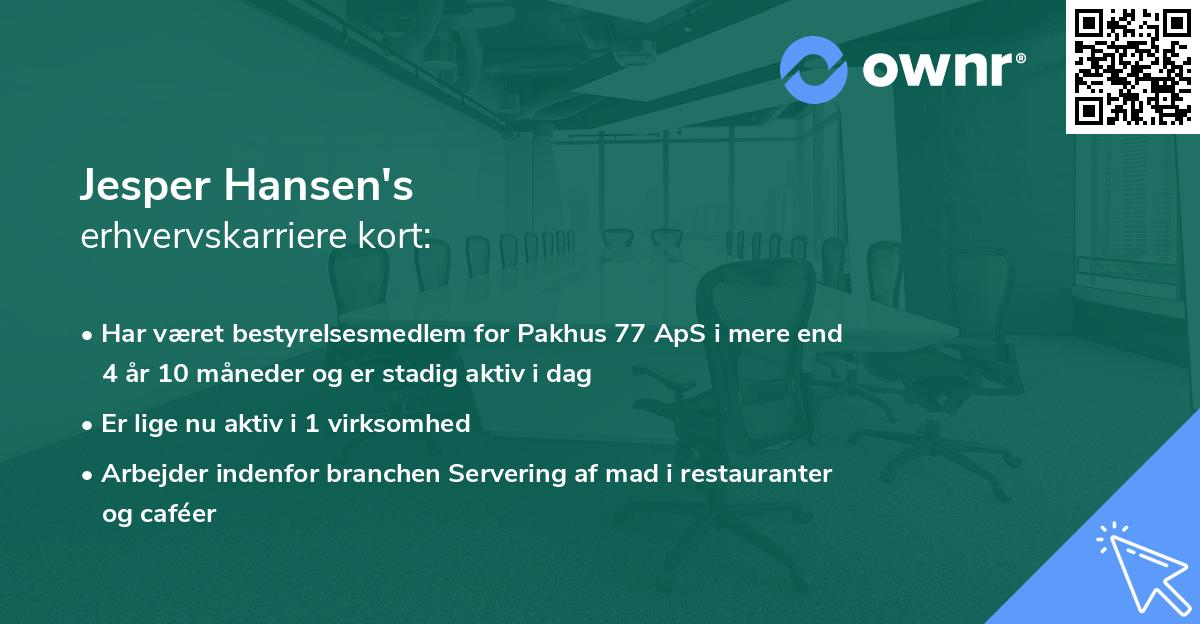 Jesper Hansen's erhvervskarriere kort