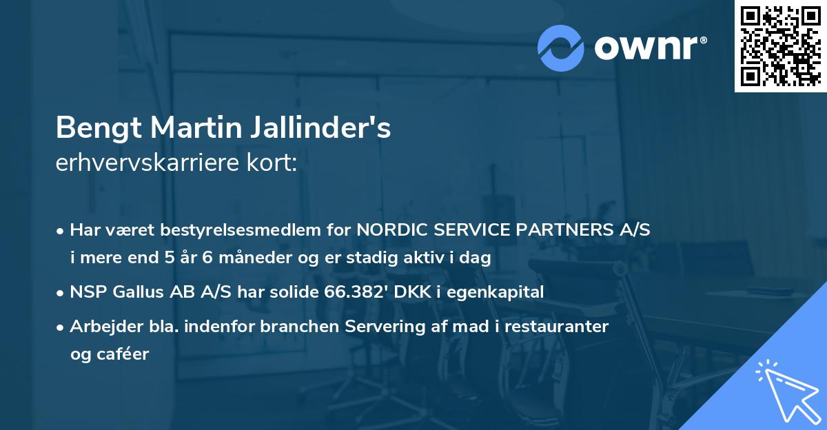 Bengt Martin Jallinder's erhvervskarriere kort