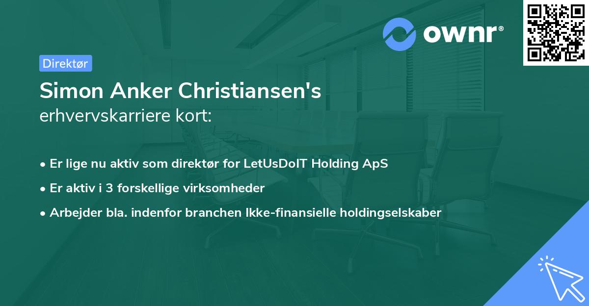Simon Anker Christiansen's erhvervskarriere kort