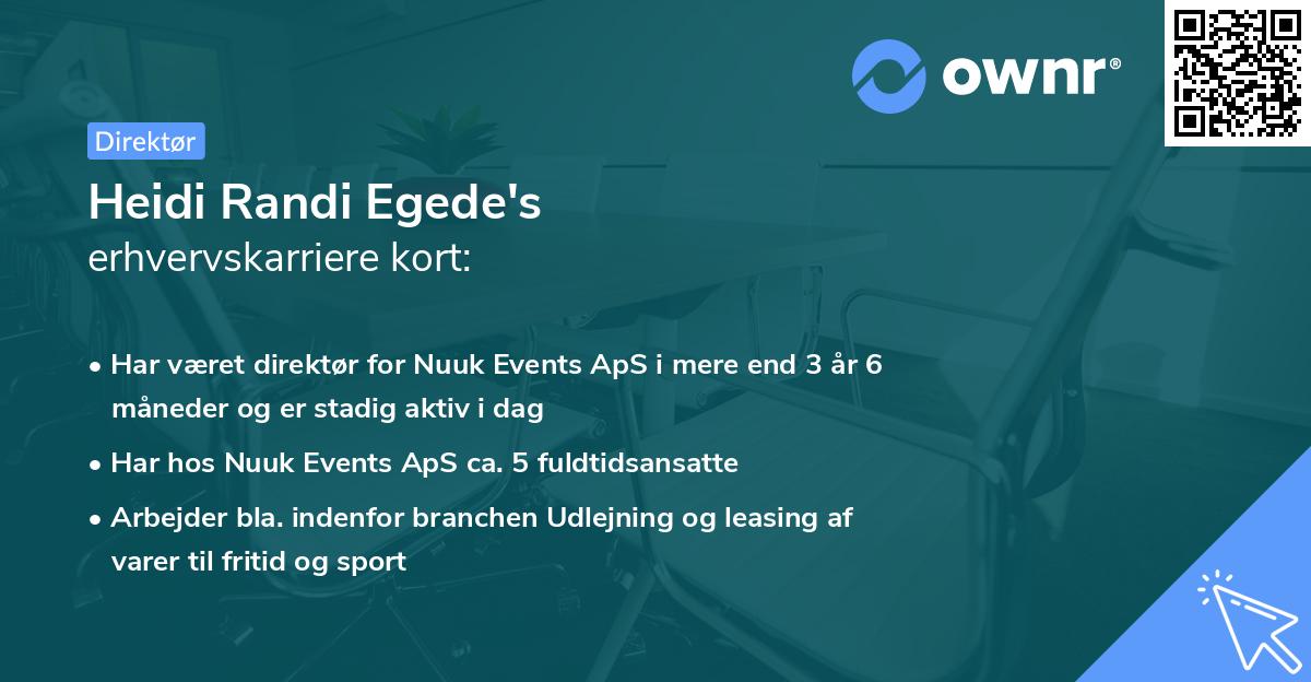 Heidi Randi Egede's erhvervskarriere kort
