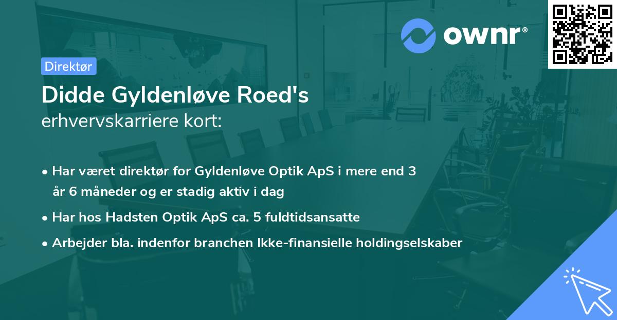 Didde Gyldenløve Roed's erhvervskarriere kort