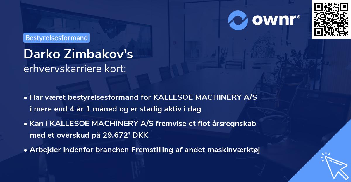 Darko Zimbakov's erhvervskarriere kort
