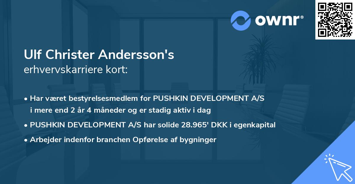 Ulf Christer Andersson's erhvervskarriere kort