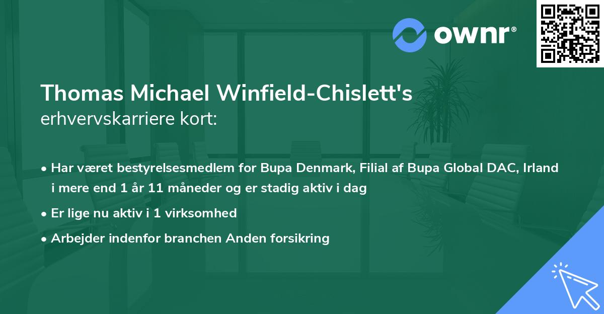 Thomas Michael Winfield-Chislett's erhvervskarriere kort