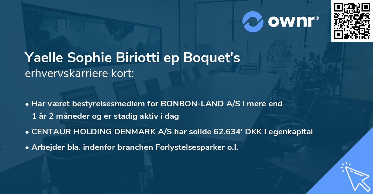 Yaelle Sophie Biriotti ep Boquet's erhvervskarriere kort