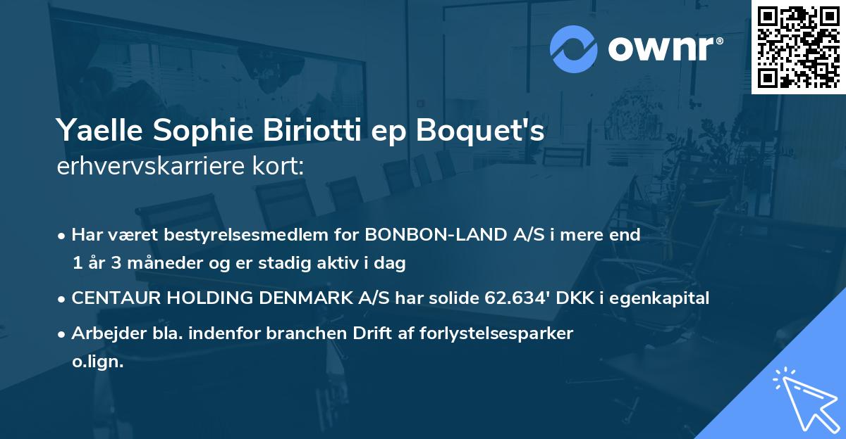 Yaelle Sophie Biriotti ep Boquet's erhvervskarriere kort