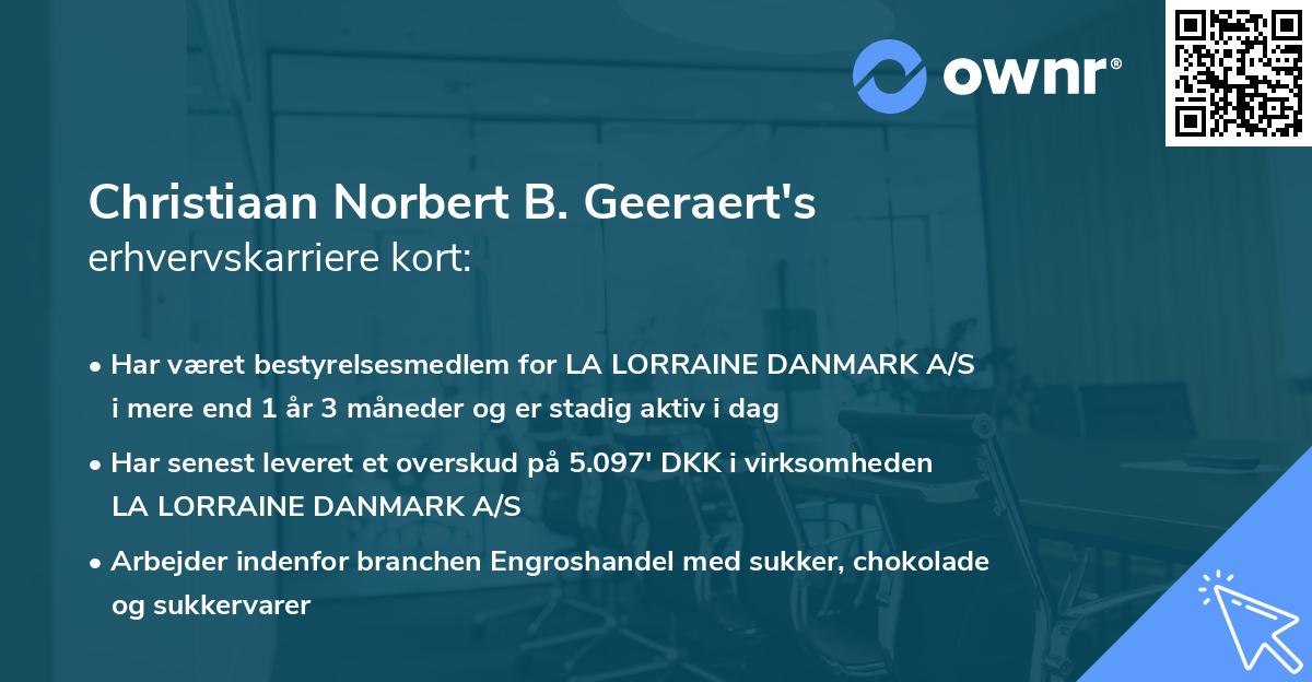 Christiaan Norbert B. Geeraert's erhvervskarriere kort