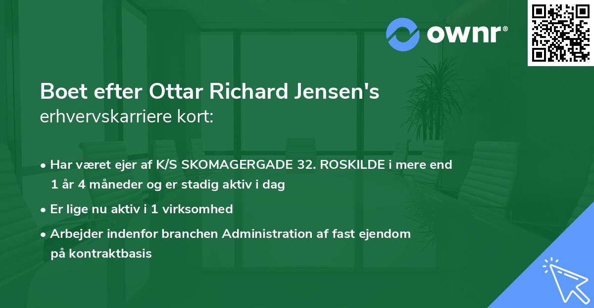 Boet efter Ottar Richard Jensen's erhvervskarriere kort