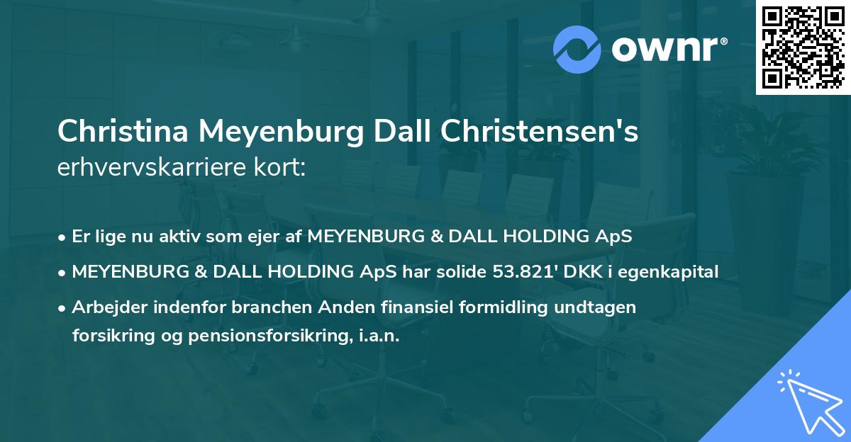 Christina Meyenburg Dall Christensen's erhvervskarriere kort