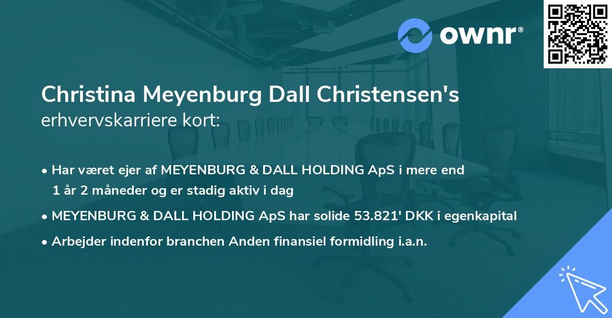 Christina Meyenburg Dall Christensen's erhvervskarriere kort