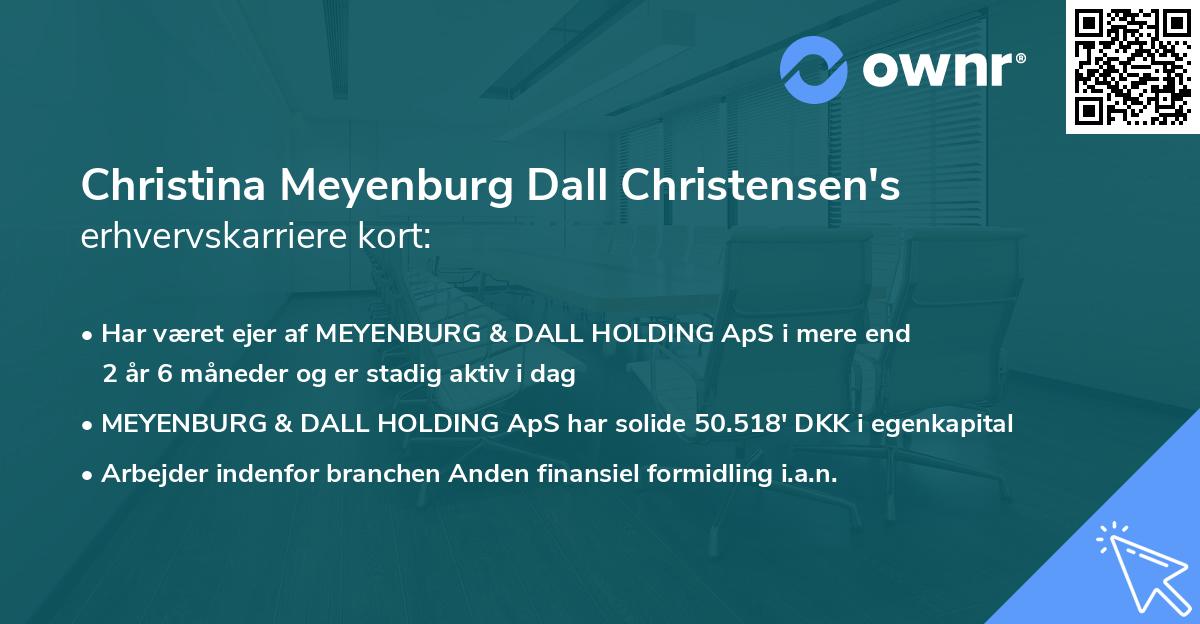 Christina Meyenburg Dall Christensen's erhvervskarriere kort