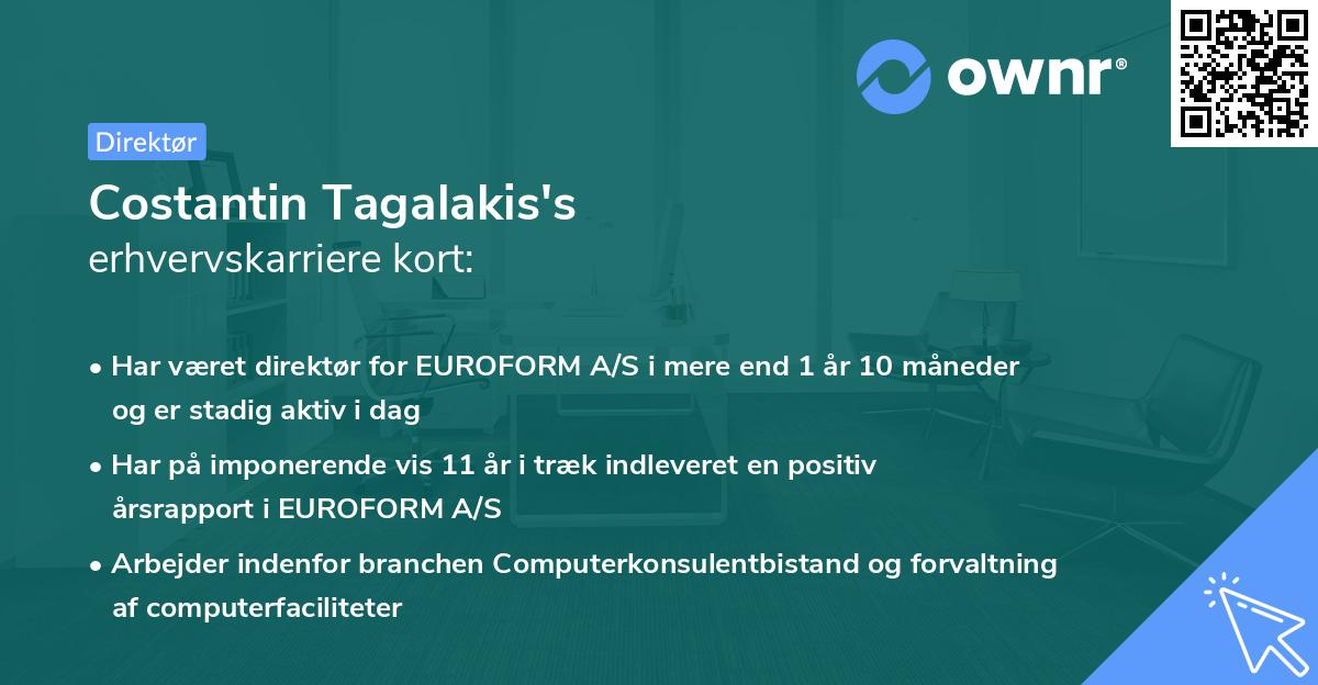 Costantin Tagalakis's erhvervskarriere kort