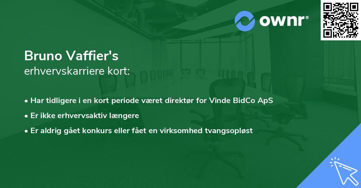 Bruno Vaffier's erhvervskarriere kort