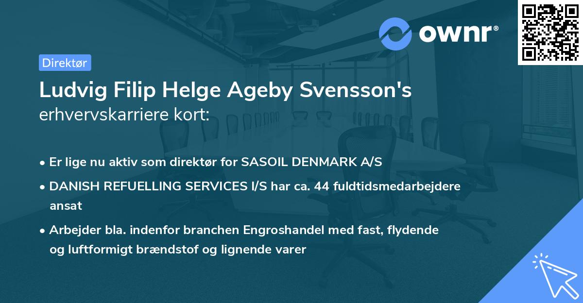 Ludvig Filip Helge Ageby Svensson's erhvervskarriere kort